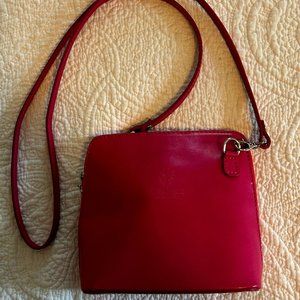 Hot pink cross body bag, Italian leather